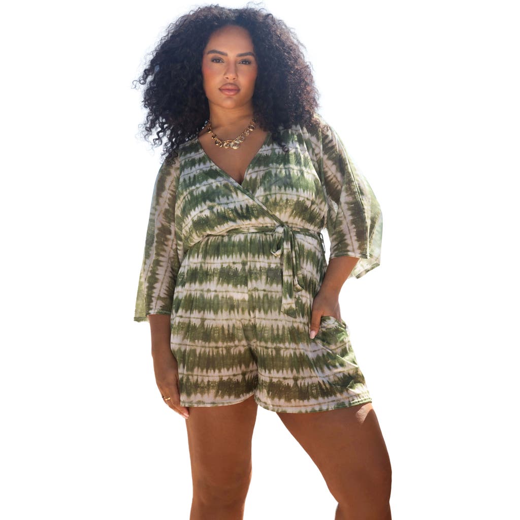 Shop Fashion-szn Curve 3/4 Sleeve V-neck Resort Playsuit