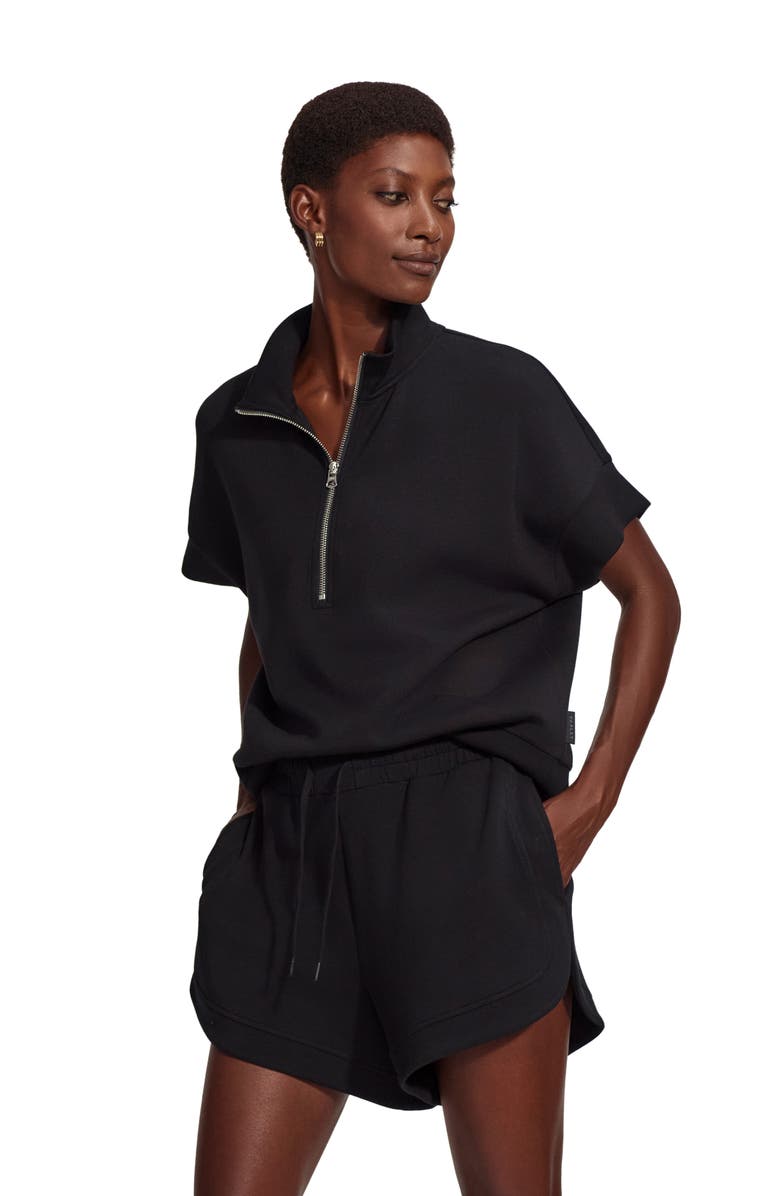 Varley Ollie High Waist Sweat Shorts, Alternate, color, Black