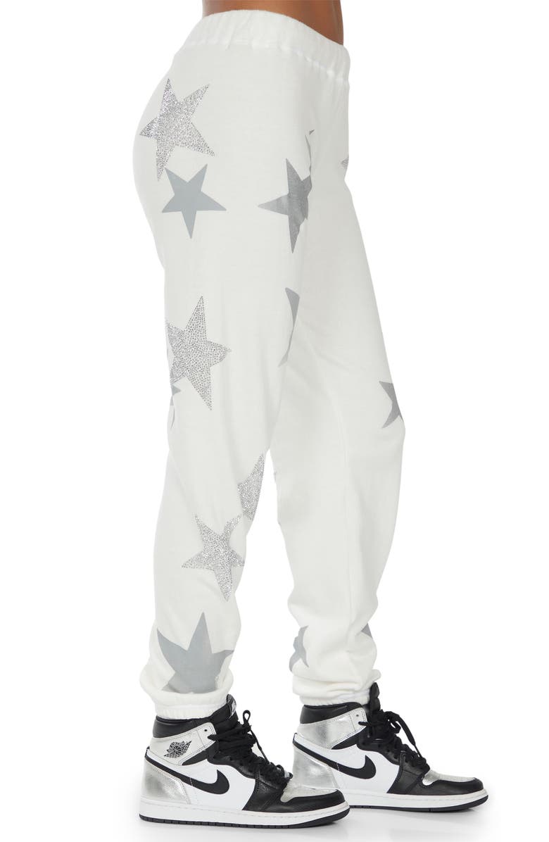 Lauren Moshi Gia Crystal Multi Stars Sweatpants, Alternate, color, Faded White
