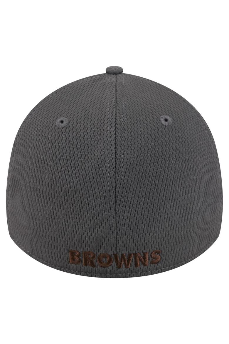 Men's New Era Graphite Cleveland Browns Throwback Logo Main 39THIRTY Flex Hat, Alternate, color, Graphite
