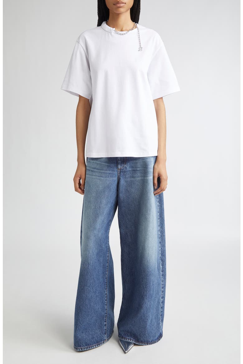 Oblato Chain Embellished Cotton T-Shirt, Alternate, color, OPTICAL WHITE