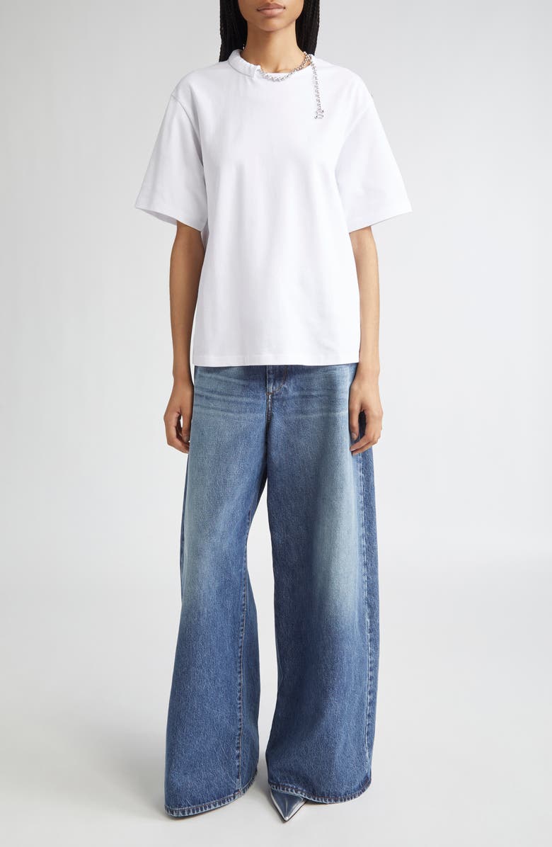 SPORTMAX Oblato Chain Embellished Cotton T-Shirt, Alternate, color, Optical White