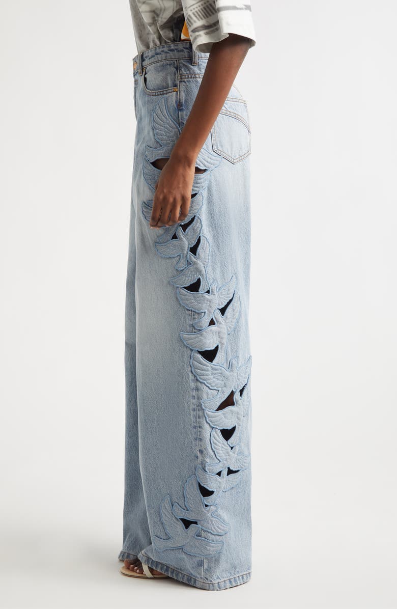 Zimmermann Alchemy Appliqué Relaxed Flare Leg Jeans, Alternate, color, Sea Foam