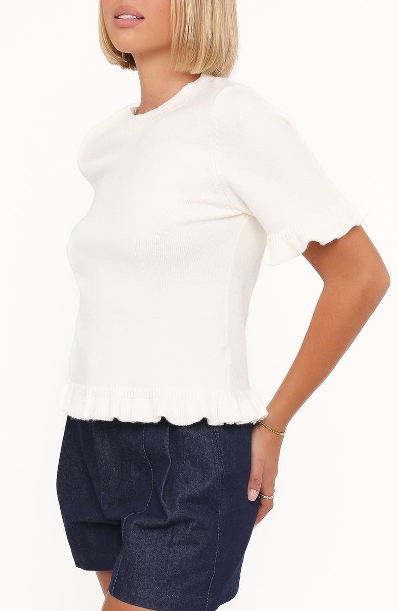 Petal & Pup Emilie Ruffle Trim Short Sleeve Sweater, Alternate, color, Cream