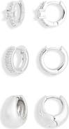 NORDSTROM RACK 3-Pack Mixed CZ Huggie Hoop Earrings