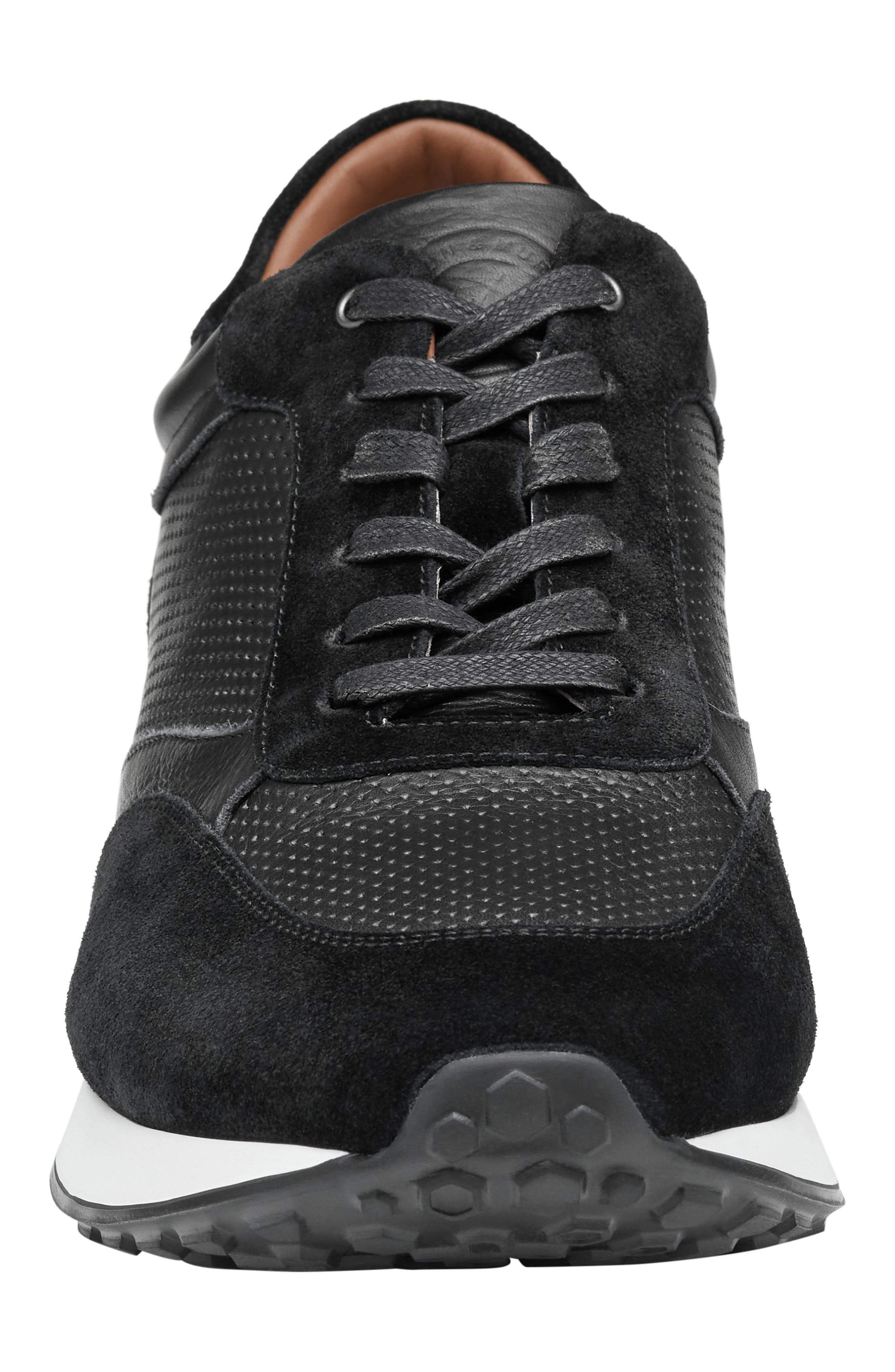 JOHNSTON & MURPHY COLLECTION Briggs Perforated Sneaker, Alternate, color, Black Full Grain/Suede