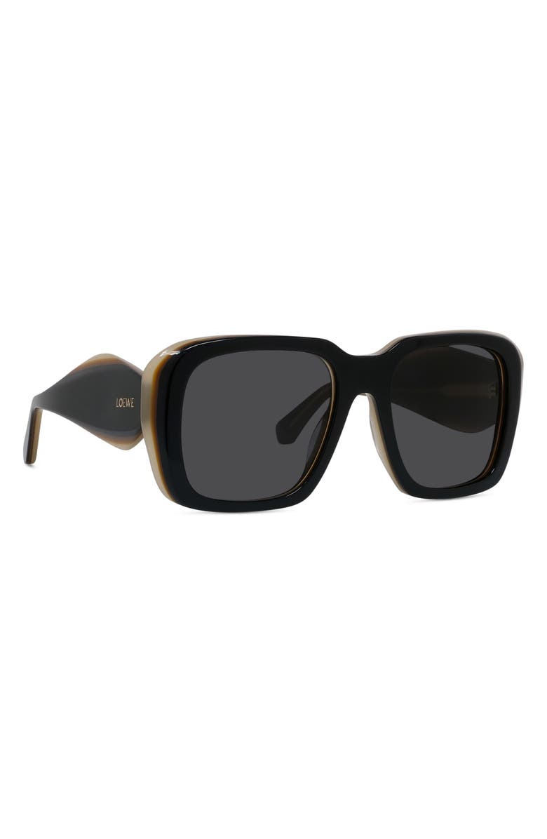 Loewe Signature 53mm Square Sunglasses, Alternate, color, Shiny Black / Smoke