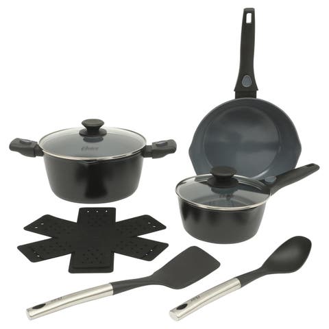 13 Piece Nonstick Cookware Combo Set Matte Black Grey