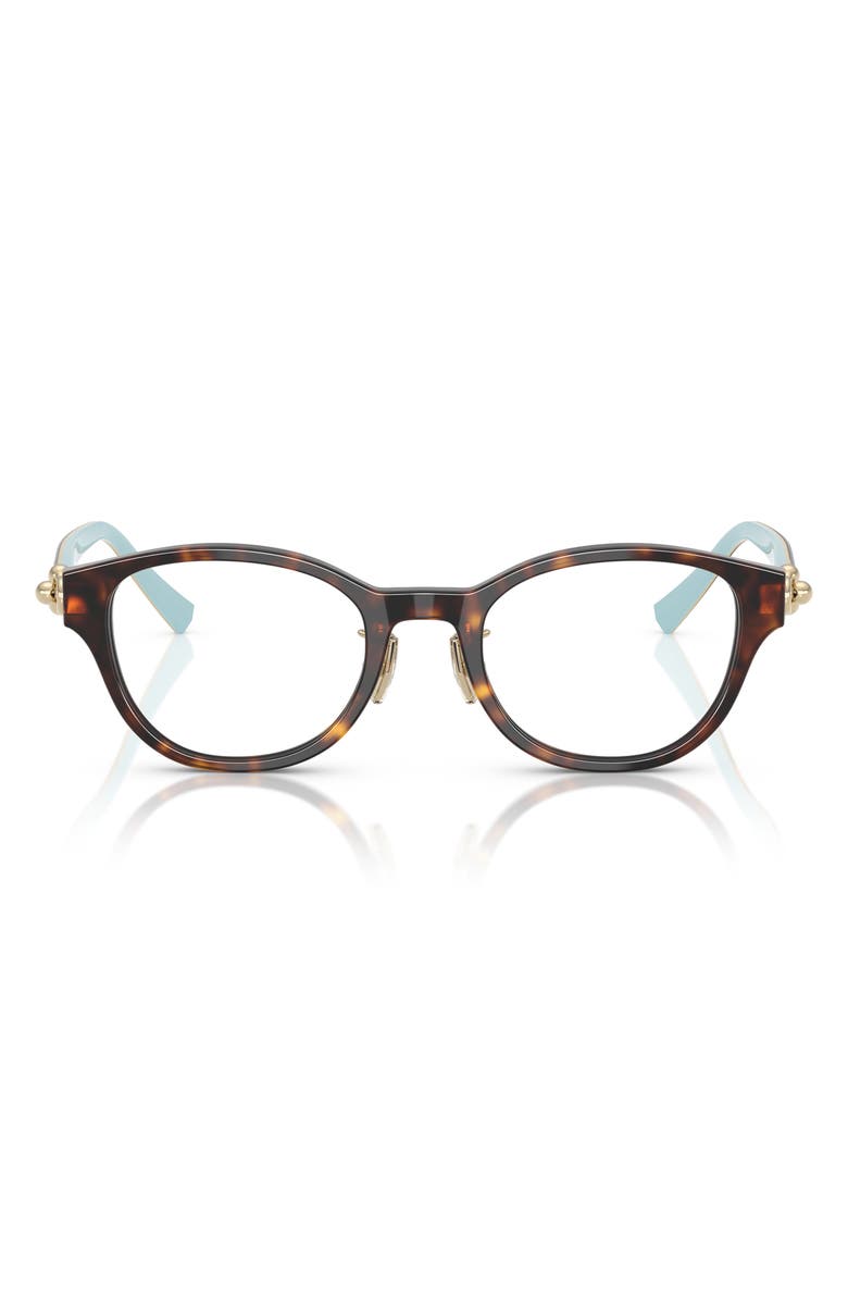 Tiffany & Co. 48mm Small Round Optical Glasses, Main, color, Havana