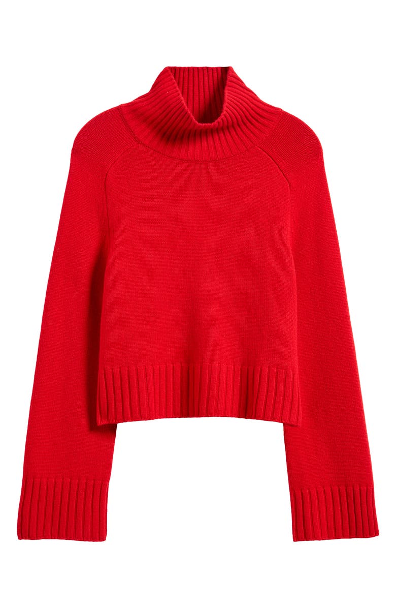 Reformation Brooke Crop Cashmere Turtleneck Sweater, Main, color, Cherry