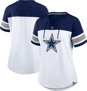 FANATICS Women's Fanatics White/Navy Dallas Cowboys Athena Rhinestone Lace-Up V-Neck T-Shirt