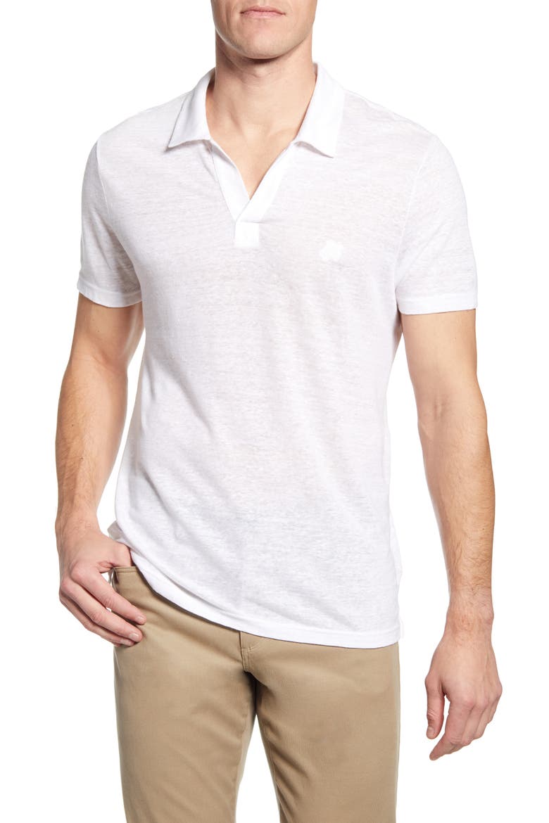 Men's Solid Linen Jersey Polo Shirt, Main, color, WHITE