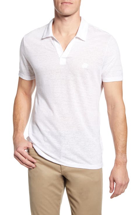 Men's Solid Linen Jersey Polo Shirt