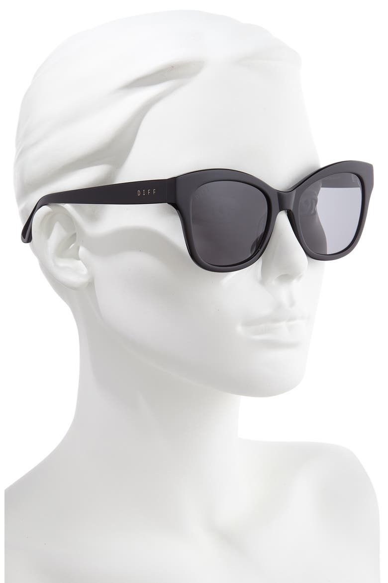 Skylar 55mm Cat Eye Sunglasses, Alternate, color, BLACK/ GREY