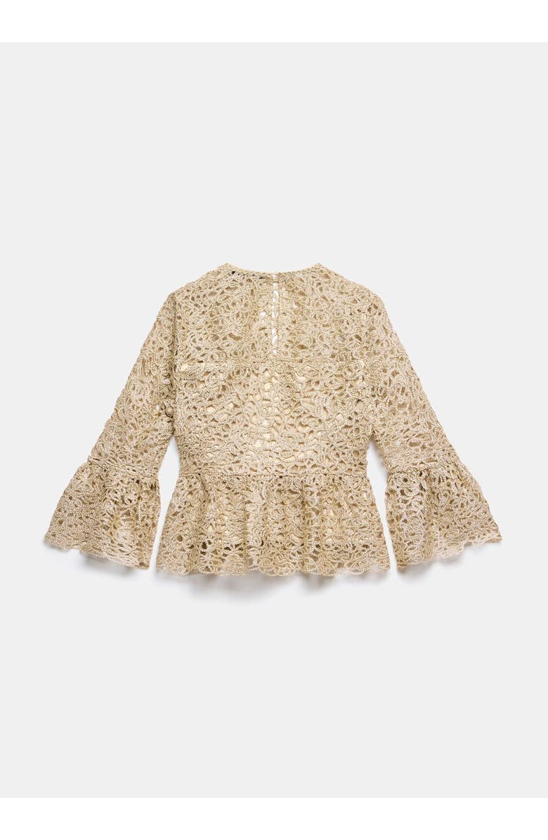 MINT VELVET Metallic Lace Top, Alternate, color, Gold