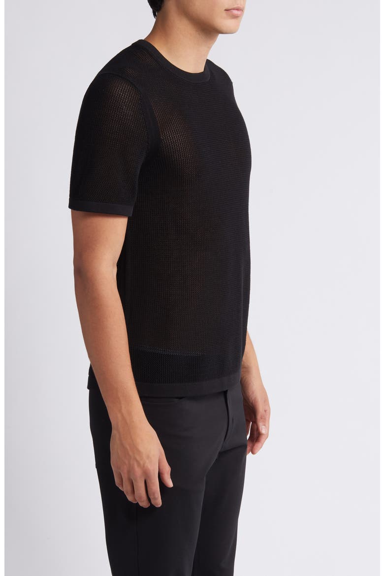 Cairn Open Stitch Cotton Blend Sweater, Alternate, color, BLACK