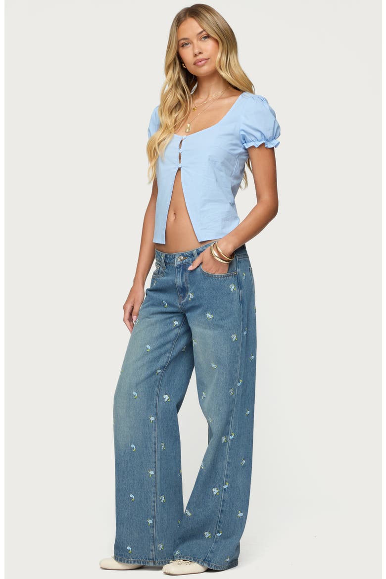 Dorothea Split Front Cotton Top, Alternate, color, BLUE