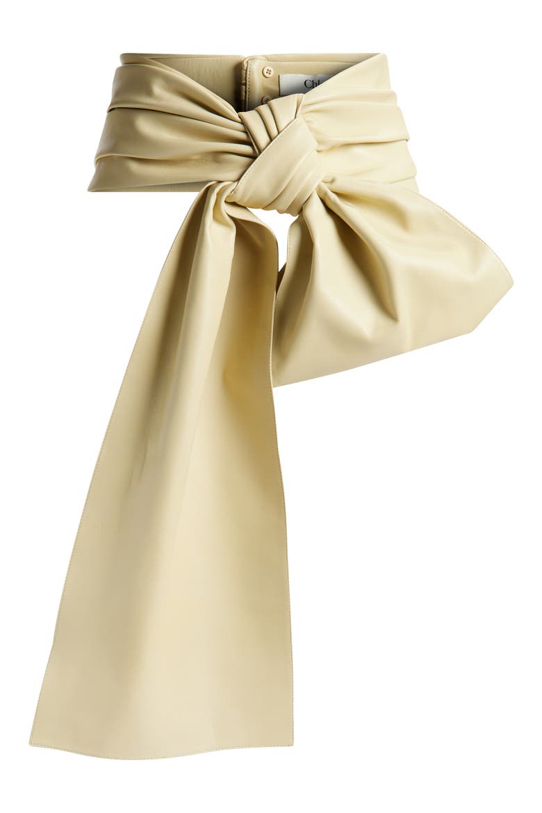 Bow Leather Belt, Main, color, ALMOND YELLOW