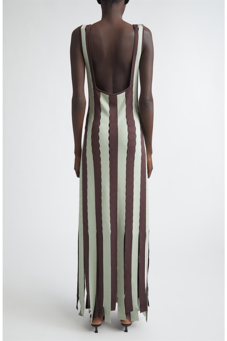 Calhoun Stripe Openwork Car Wash Hem Sweater Dress, Alternate, color, PISTACHIO/ ESPRESSO