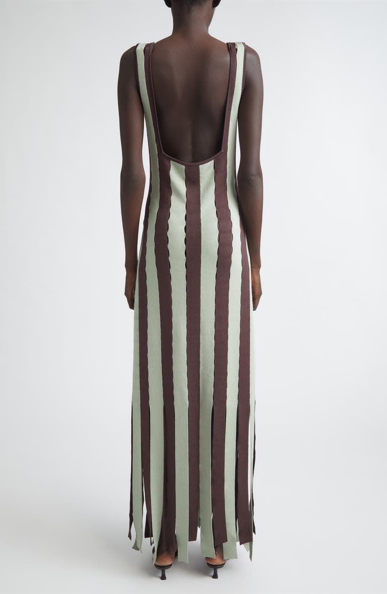 ZANKOV Calhoun Stripe Openwork Car Wash Hem Sweater Dress, Alternate, color, Pistachio/ Espresso
