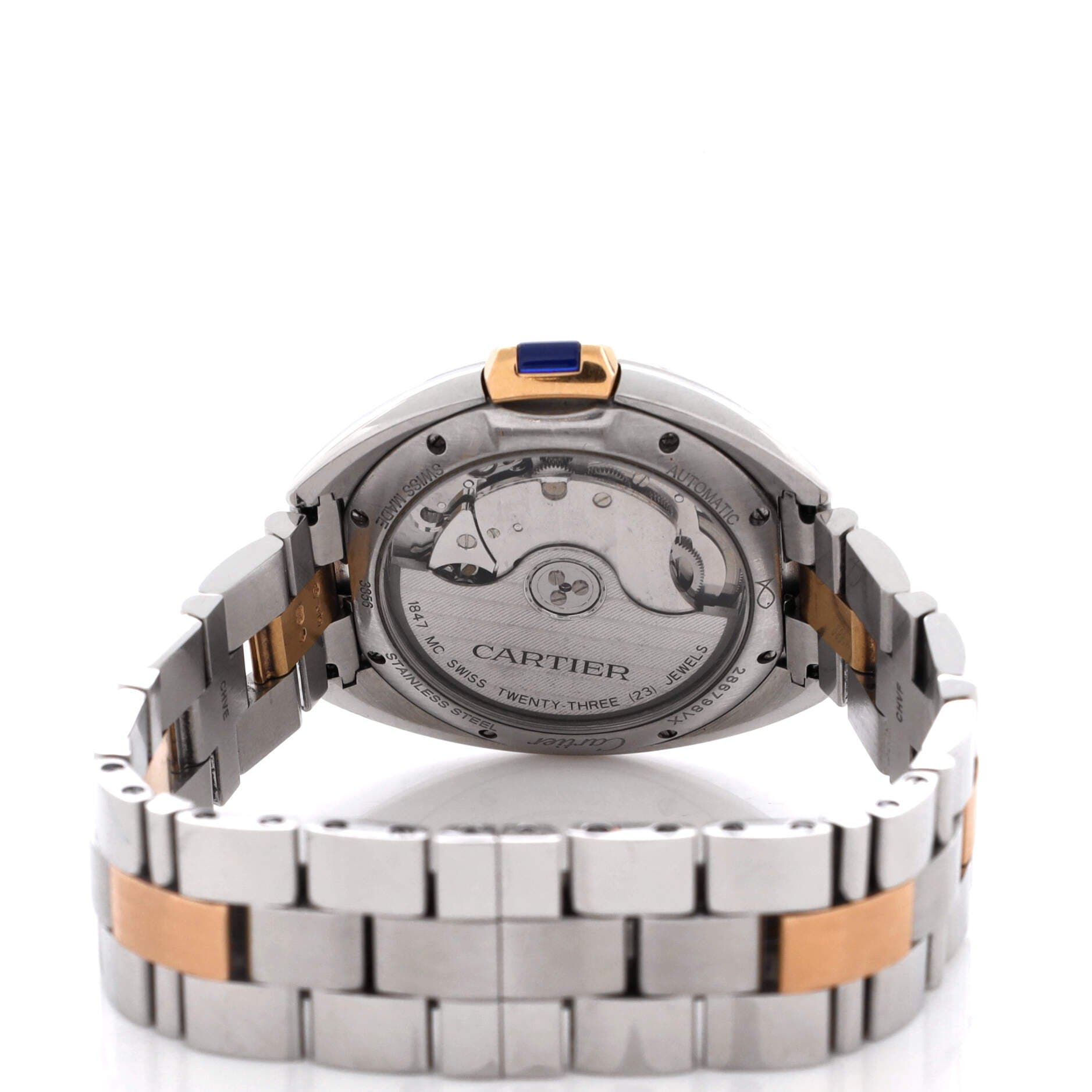 Cle de Cartier Automatic Watch Stainless Steel and Rose Gold 35, Alternate, color, Metallic Gold