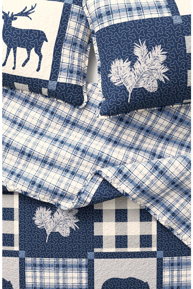 Lodge Patchwork Quilt Set, Alternate, color, NAVY / GREY
