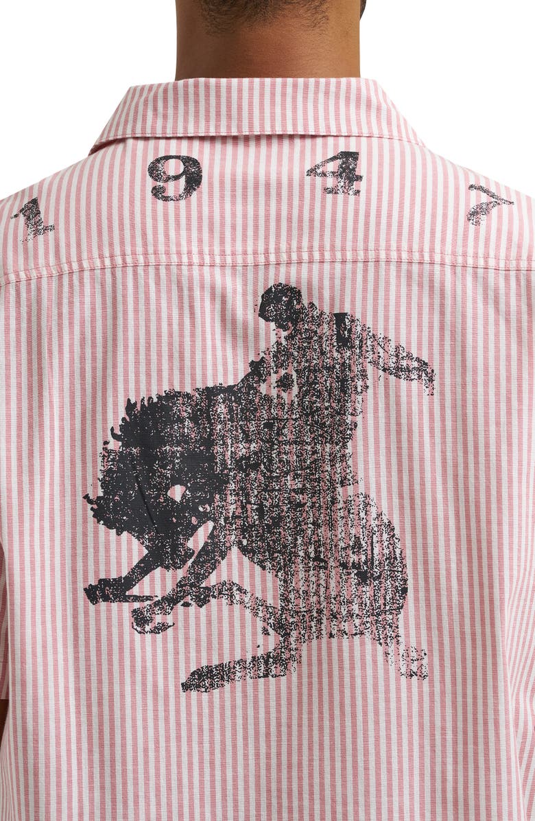Wrangler Stripe Graphic Camp Shirt, Alternate, color, Dustry Rose