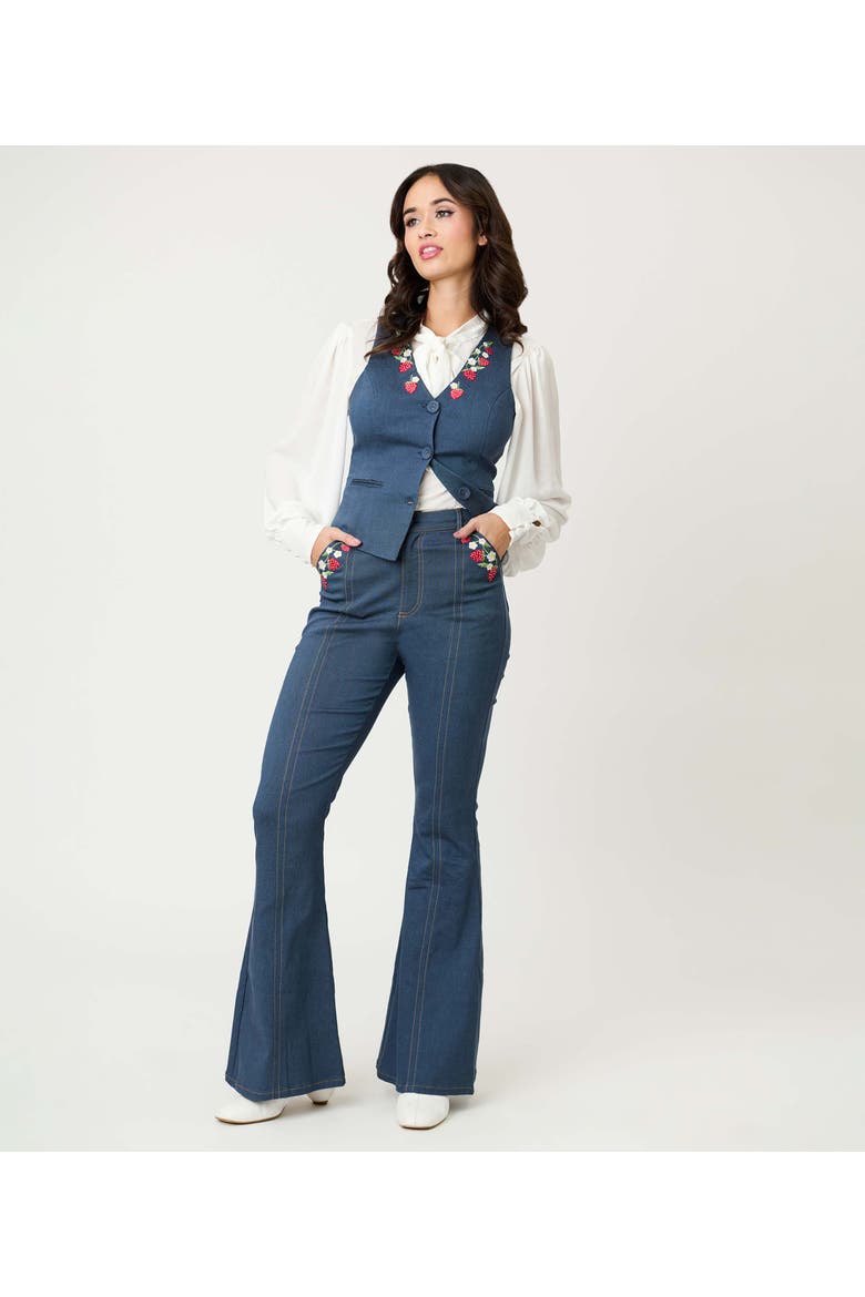 1970s Flare Pants, Main, color, Dark Denim Blue