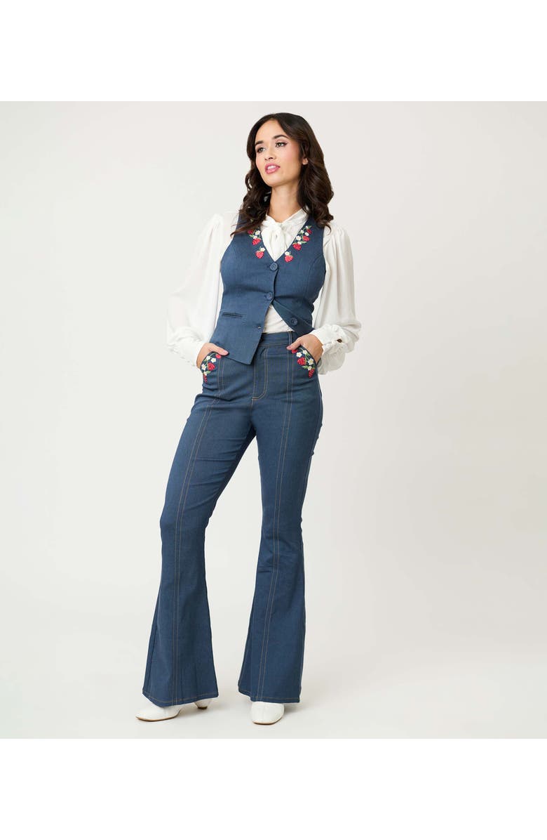 Unique Vintage 1970s Flare Pants, Main, color, Dark Denim Blue