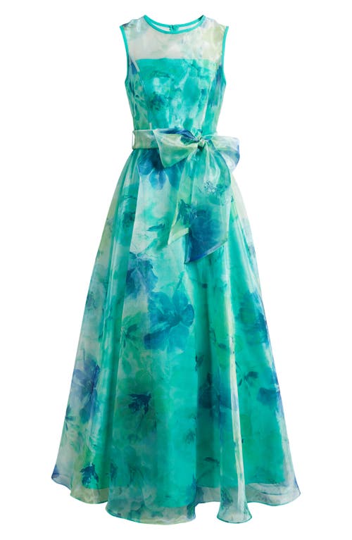 Eliza J Floral Illusion Neck Organza Ballgown