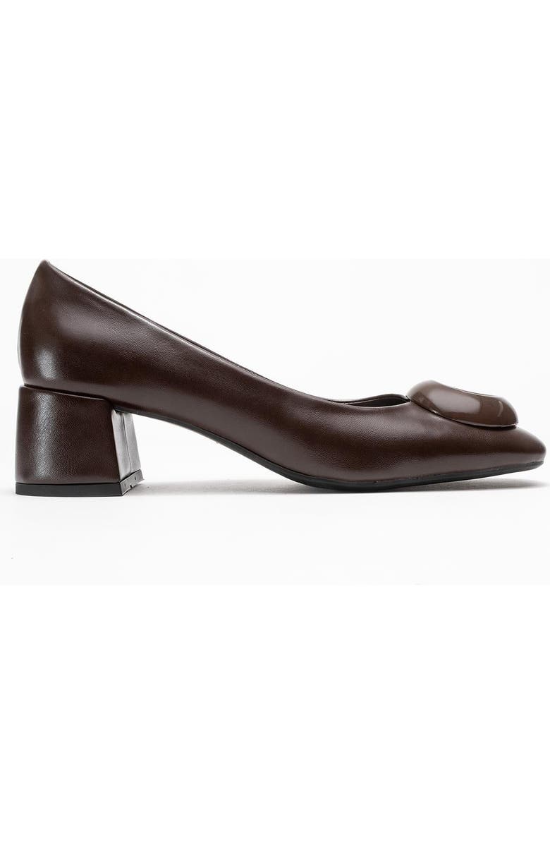 Prologue Shoes Mila Buckle Square Toe Block Heel Pump, Alternate, color, Brown