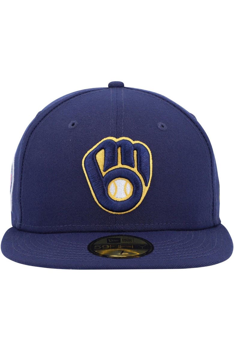 Men's New Era Navy Milwaukee Brewers 9/11 Memorial Side Patch 59FIFTY Fitted Hat, Alternate, color, Navy