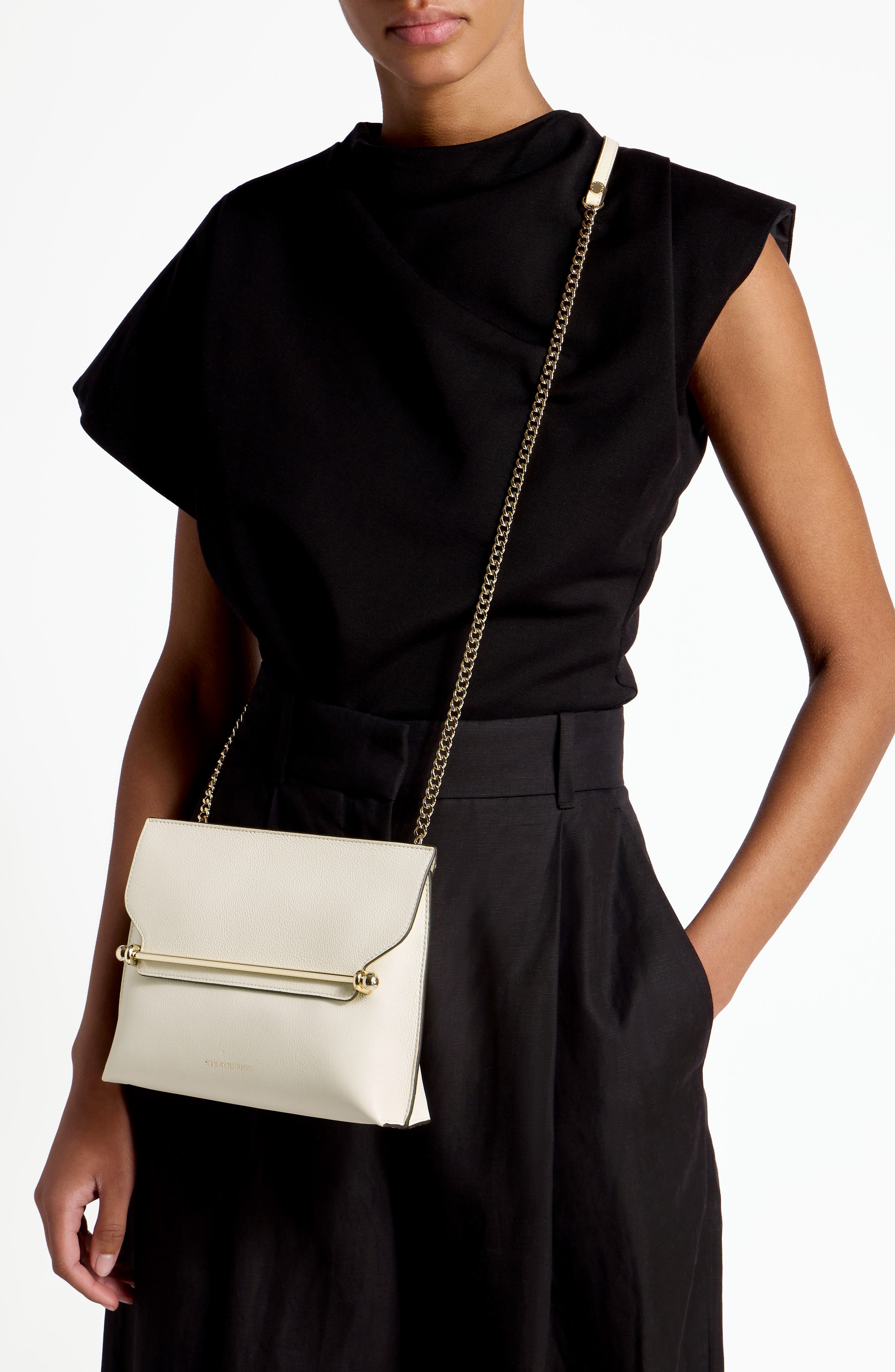 Strathberry East/West Stylist Calfskin Leather Clutch, Alternate, color, Vanilla