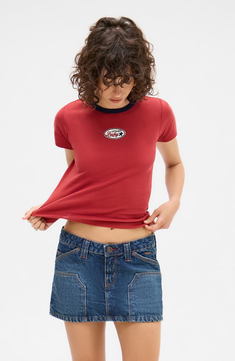 BDG Urban Outfitters Low Rise Carpenter Denim Miniskirt, Alternate, color, Denim