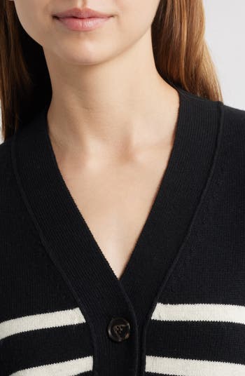 Geneva Stripe Wool & Cashmere Blend Cardigan