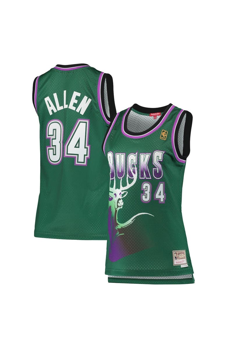 Mitchell & Ness Women's Mitchell & Ness Ray Allen Green Milwaukee Bucks 1996/97 Hardwood Classics Swingman Jersey, Alternate, color, Green