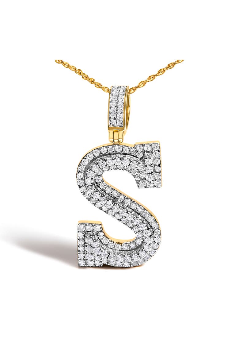 Men's 10K Yellow Gold 1 5/8 Cttw Letter S Initial Pendant Necklace, Alternate, color, Yellow Gold