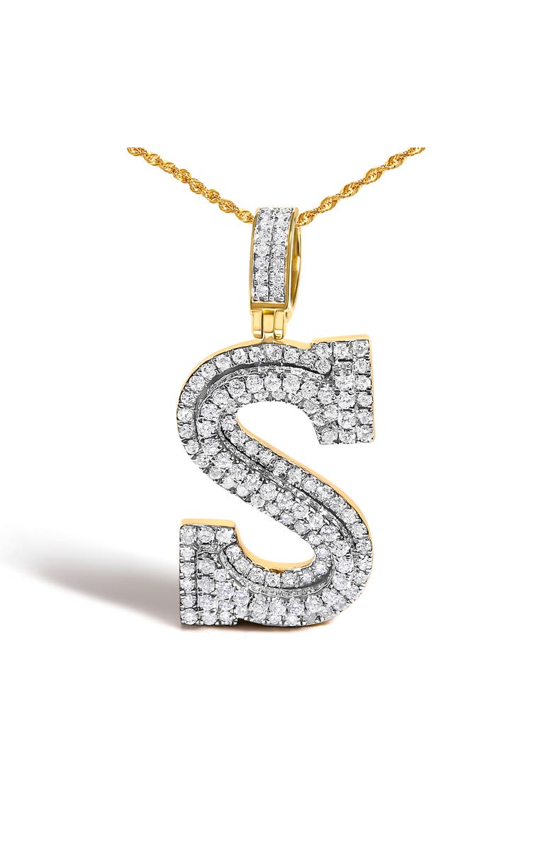 Haus of Brilliance Men's 10K Yellow Gold 1 5/8 Cttw Letter S Initial Pendant Necklace, Alternate, color, Yellow Gold