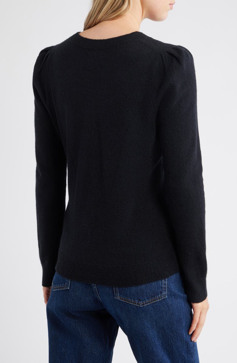 Caslon<sup>®</sup> Pointelle Detail Crewneck Sweater, Alternate, color, Black