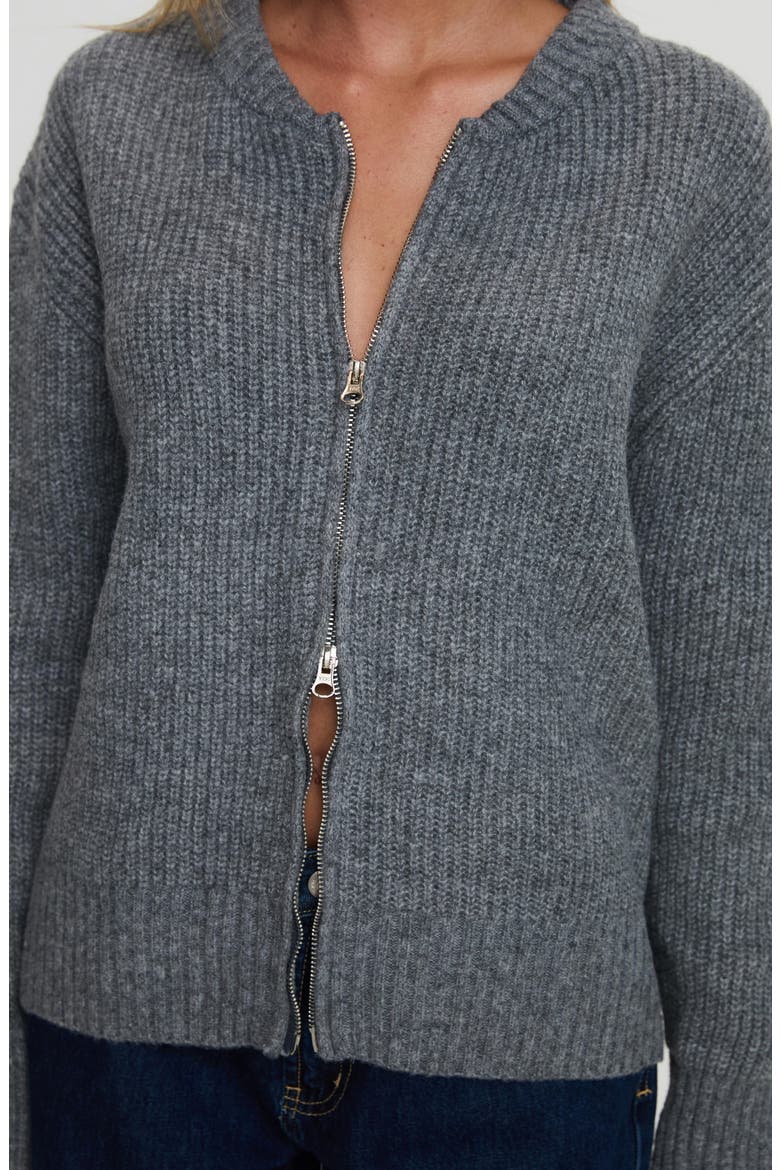 Lexene Zip Cardigan, Alternate, color, GREY
