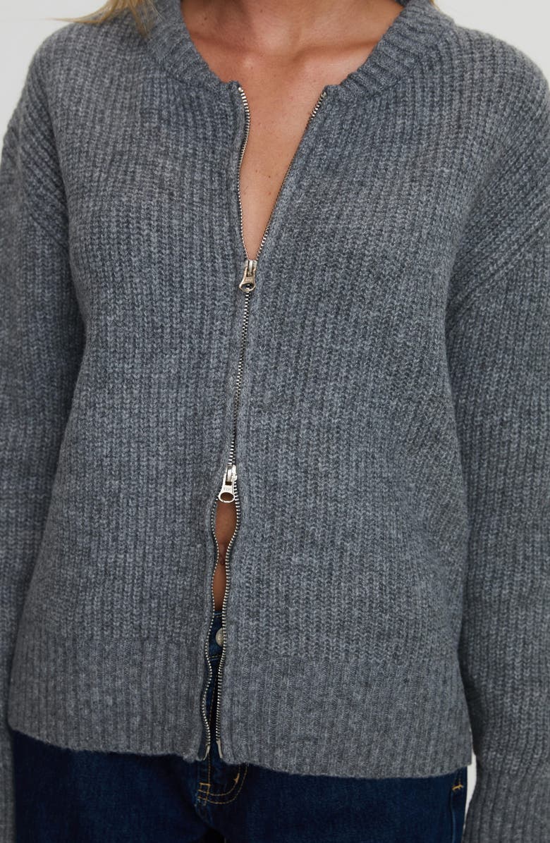 Princess Polly Lexene Zip Cardigan, Alternate, color, Grey