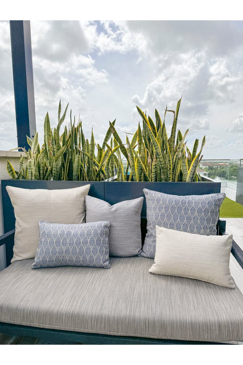Summer Flora Indoor Outdoor Pillow, Alternate, color, Indigo