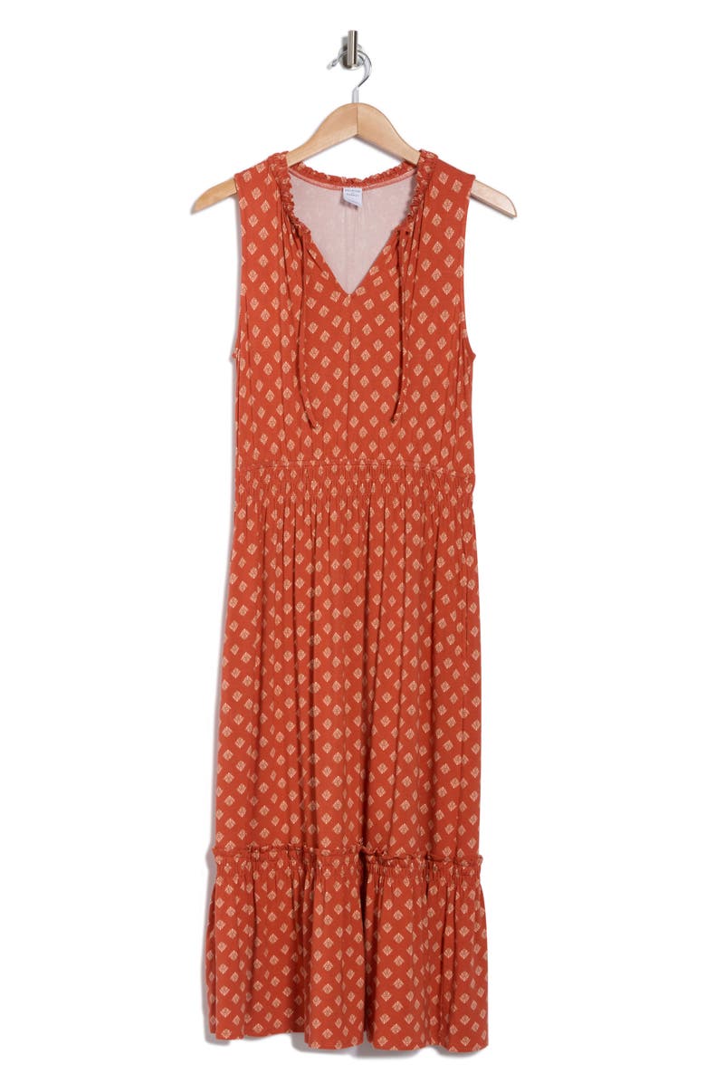 Melrose and Market Sleeveless Ruffle Hem Dress, Alternate, color, Orange Gabby Foulard