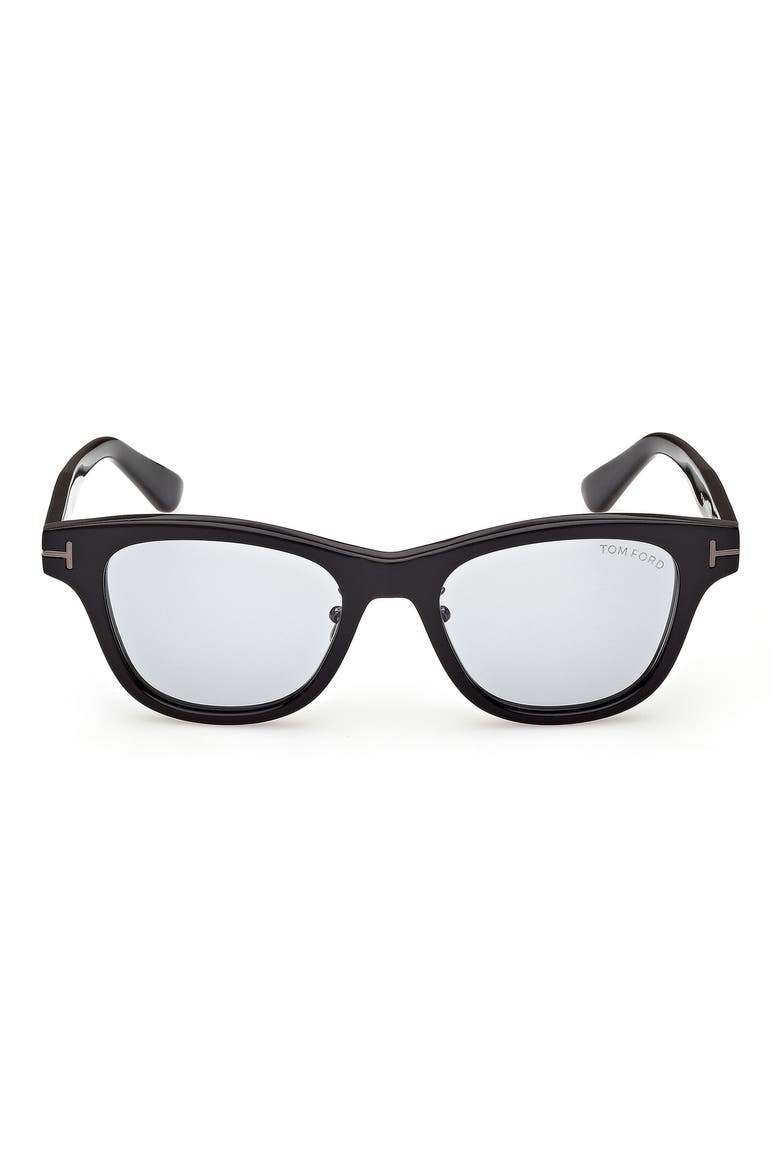 52mm Square Sunglasses, Main, color, SHINY BLACK / SMOKE