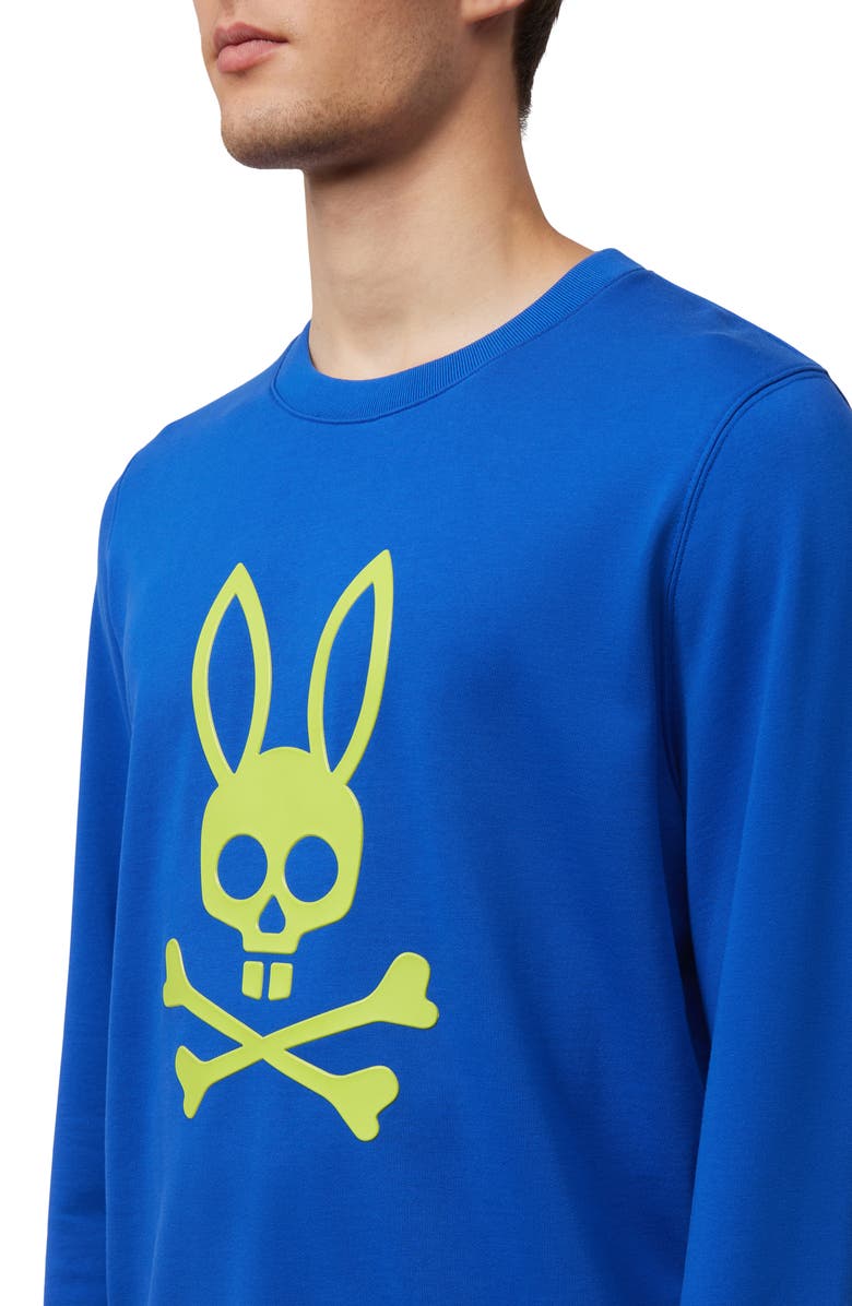 Psycho Bunny Posen Puff Logo Cotton French Terry Graphic Sweatshirt, Alternate, color, Surf The Web