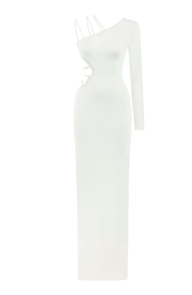 Jendue Women's Aurora One Shoulder Maxi Dress - Elegant Cutout Gown, Alternate, color, Black