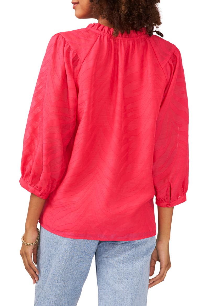 Zebra Jacquard Split Neck Top, Alternate, color, PURPLE