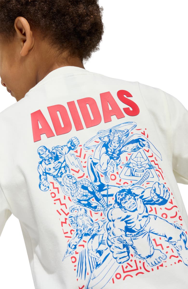 adidas Originals Kids' Avenger's Cotton Blend Graphic T-Shirt, Alternate, color, Off White/ Ray Blue