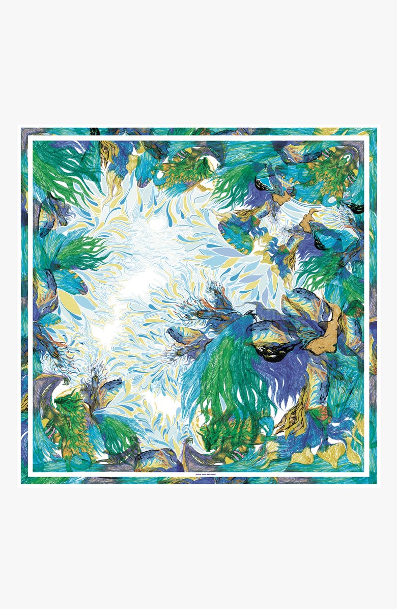 Jessie Zhao New York Silk Scarf of Summer Forest Imagination, Main, color, Green
