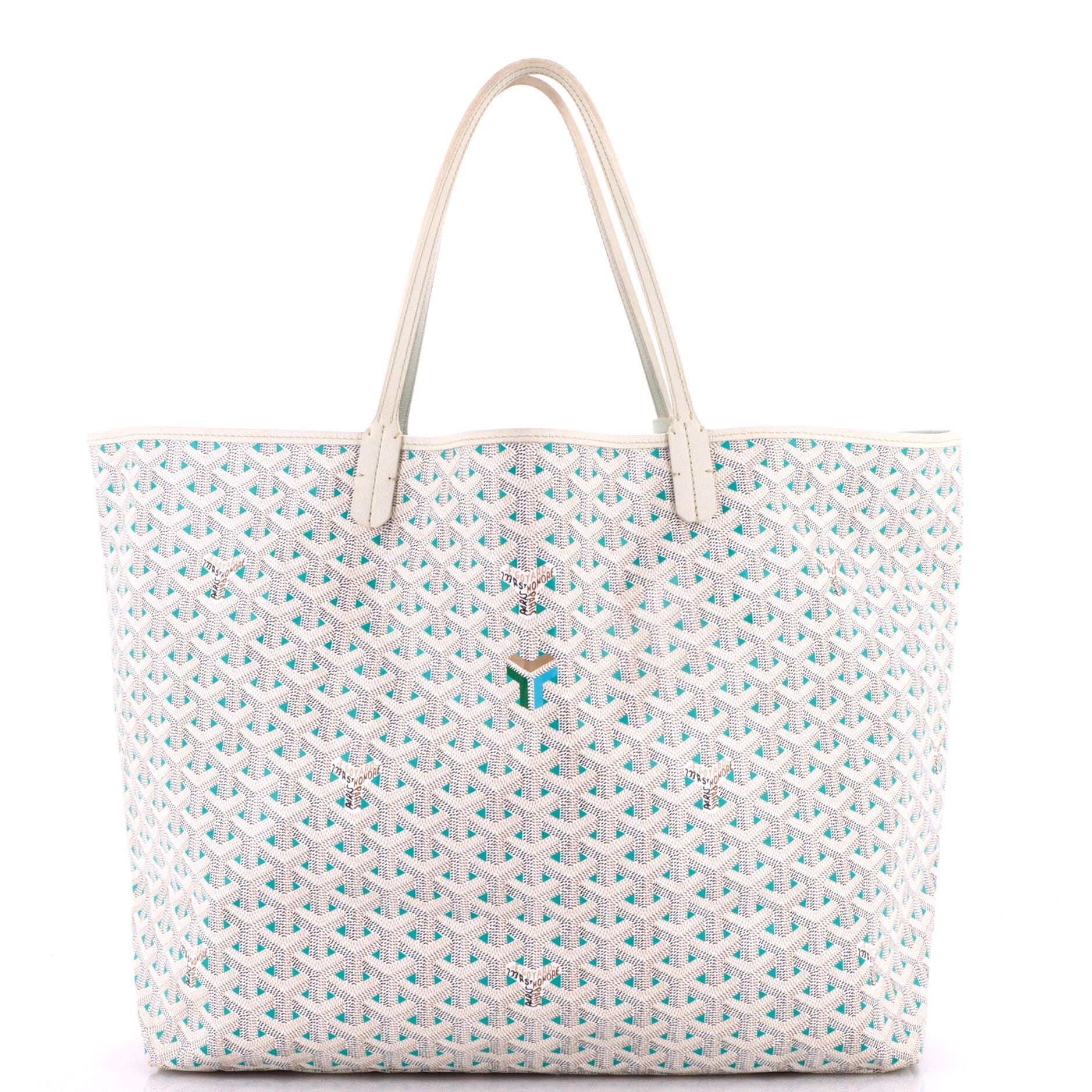 Pre-Owned Goyard Saint Louis Tote Claire Voie Coated Canvas GM, Main, color, White